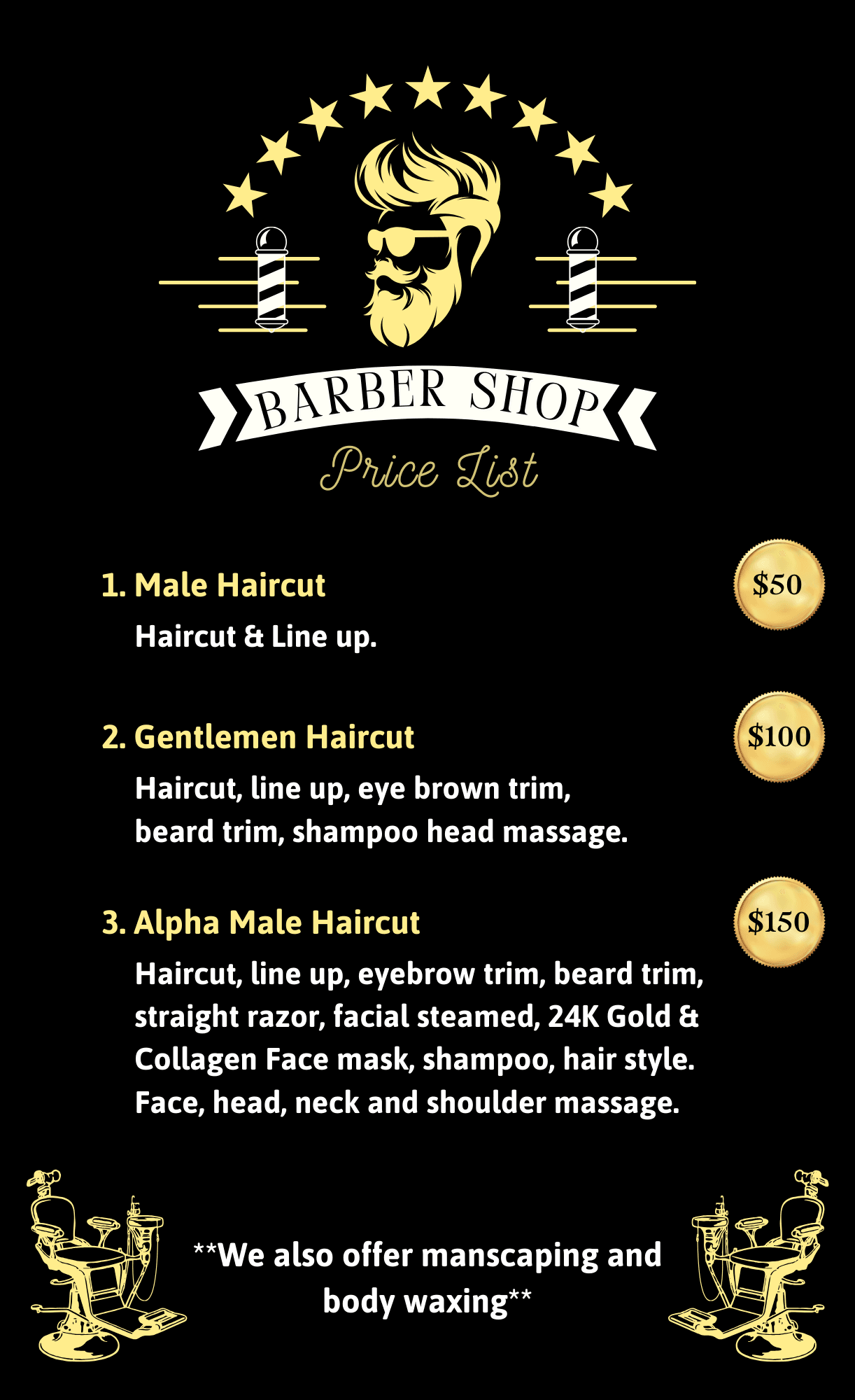 Barber Menu